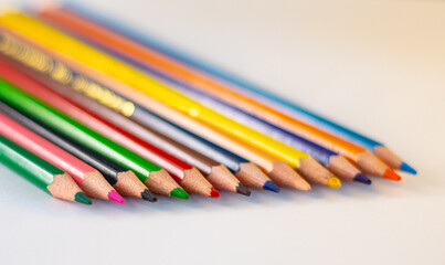 pencils on white background