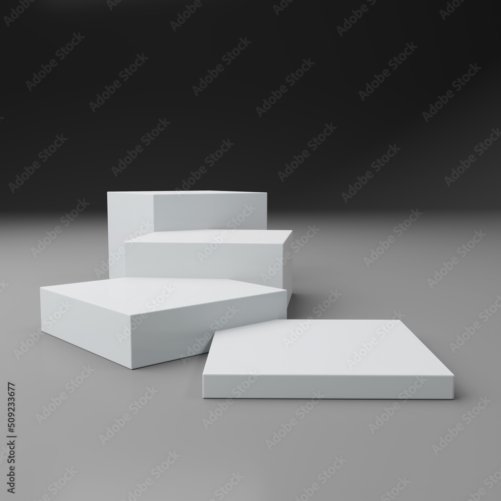 Poster backdrop scene of simple cube stand, 3d illustration, studio scene for product display.