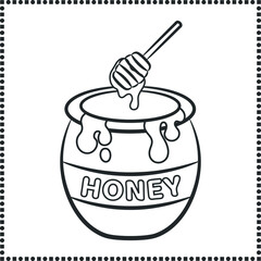 printable cute drawing honey jar sketch for coloring