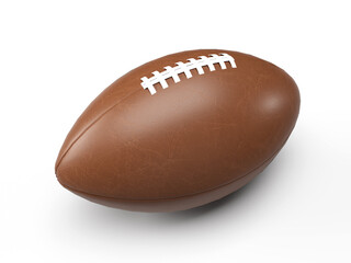 3d render oval leather american football ball on a white background