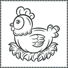 printable cute drawing chicken sketch for coloring