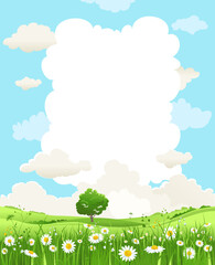 Sky, clouds and green grass