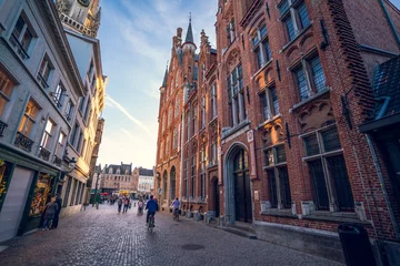 Photo sur Plexiglas Brugges Streets of Bruges Belgium - the City centre - Wallpaper - stores and shops