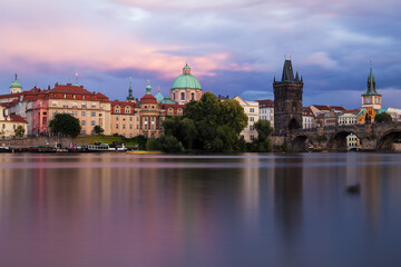 Fototapeta na wymiar Prague Old Town Towers with Charles Bridge