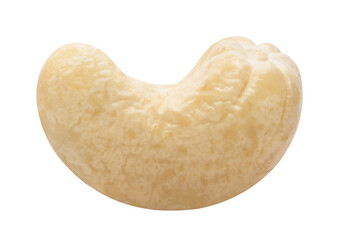 Single cashew nut, isolated on white background