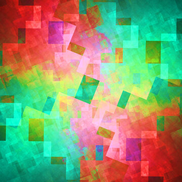 Composici&oacute;n de arte abstracto digital consistente en objetos pixelados en colores pastel encajados formando una especie de estructura geom&eacute;trica de un complejo futurista.