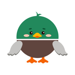Circle duck mallard forest bird animal face icon isolated on white background. Cute cartoon round shape kawaii kids avatar character. Vector flat clip art illustration mobile ui game application.