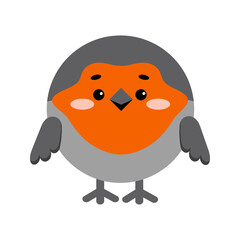 Circle forest robin bird animal face icon isolated on white background. Cute cartoon round shape kawaii redbreast kids avatar character. Vector flat clip art illustration mobile ui game application.