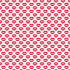 Seamless pattern Red lipstick kiss on a white background. Vector icon illustration for design. Lip print.