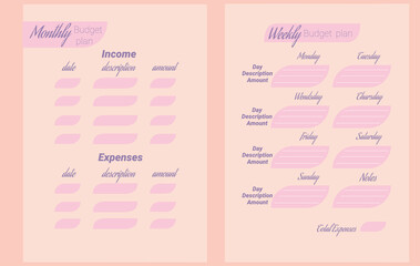  A4 Printable budget planner. Set of budget planner. Financial planner. monthly budget planner. Weekly budget planner. Monthly  income tracker, monthly expenses tracker, weekly expenses. 