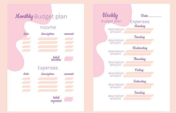  A4 Printable budget planner. Set of budget planner. Financial planner. monthly budget planner. Weekly budget planner. Monthly  income tracker, monthly expenses tracker, weekly expenses. 