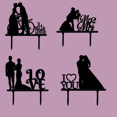 Silhouettes of wedding topper, boyfriends, marriage, I love you