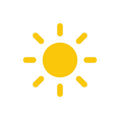 Vector illustration of a yellow sun. Flat image.