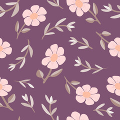 Seamless pattern with hand-drawn flowers. Vector illustration