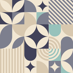 Geometric minimalist poster with simple shapes and pastel colors. Abstract pattern design in modern style for web banner, business presentation, brand pack, fabric print, wallpaper