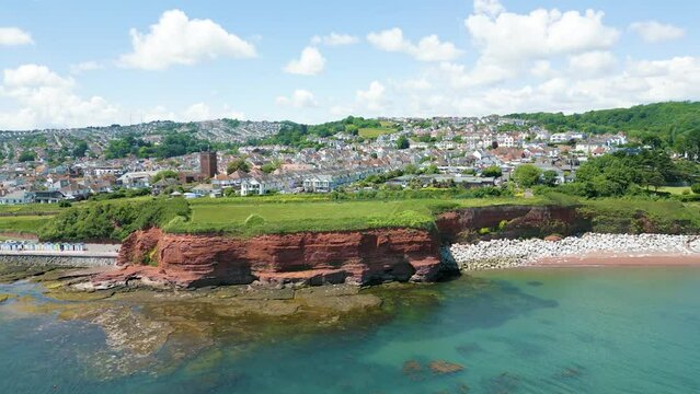 St Pauls Church in Preston viewed from coast in Devon.