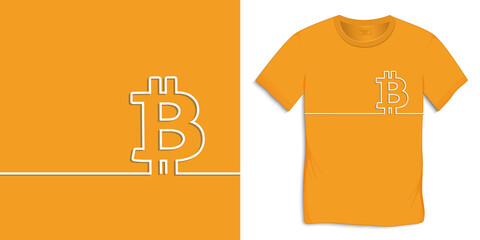 Bitcoin symbol,  icon cryptocurrency design for t-shirt, for print, only two colors, flat design vector
