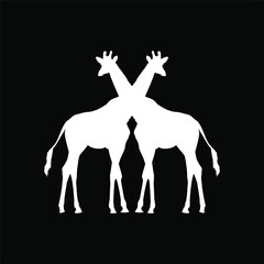 A Pair of Giraffe Silhouette for Logo or Graphic Design Element. Vector Illustration