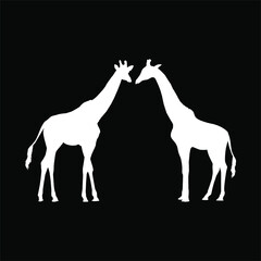 A Pair of Giraffe Silhouette for Logo or Graphic Design Element. Vector Illustration