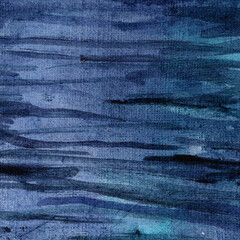 Watercolor background with Deep blue grunge-style spots and strokes