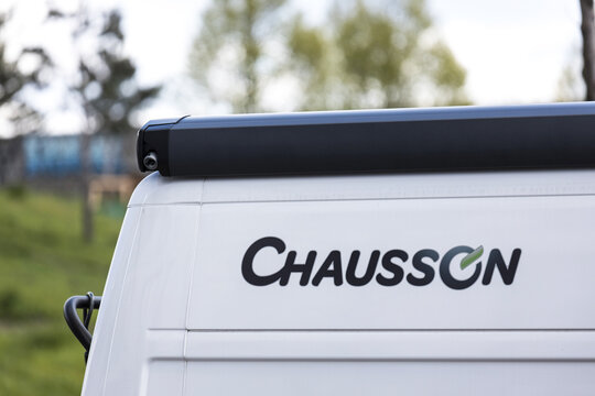 dusseldorf,nrw /germany - 17 04 2022: a sign of a chausson camper van