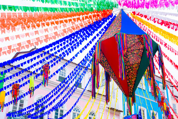  Decoration of Pillory, Sao Joao Festival, Historic Center of Salvador, Bahia.
