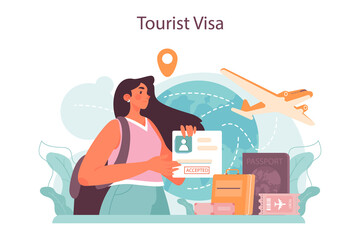 Traveling abroad concept. Visa application approving and insurance