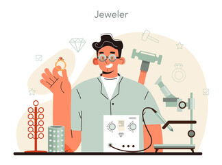 Jeweler. Precious stones jewelry designer. Expensive handmade finery