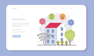Smart home web banner or landing page. Idea of wireless technology