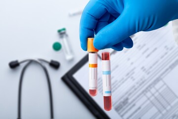 Blood sample for Covid-19 New Variant Omicron test.