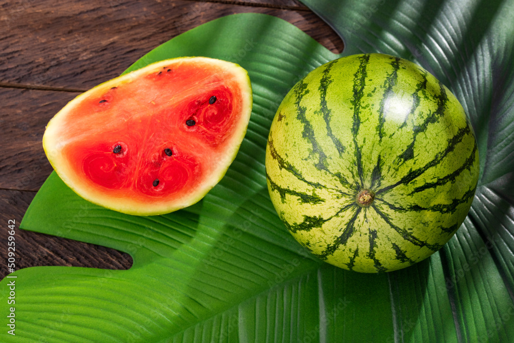 Poster Organic ripe fresh watermelon - Citrullus lanatus