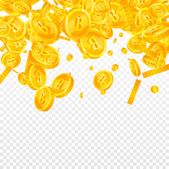 Thai baht coins falling. Exceptional scattered THB coins. Thailand money. Grand jackpot, wealth or success concept. Vector illustration.