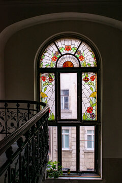 old stained glass window