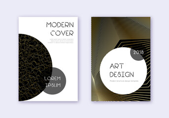 Trendy cover design template set. Gold abstract li - obrazy, fototapety, plakaty