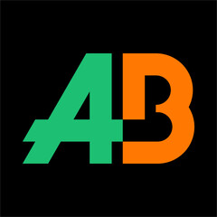 Obraz premium Vector for the initials A and B with a unique blend of orange and green colors