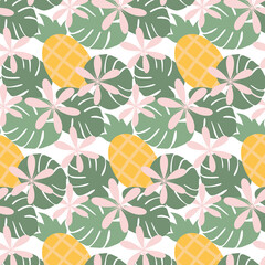 Seamless summer pattern trendy shades with hand drawn summer elements.