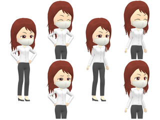 [Angry A] Woman shirts wavy hair oblique angle