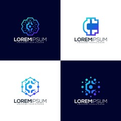 Modern Crypto logo letter C technology modern color