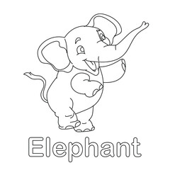 Elephant coloring page line art animal vector