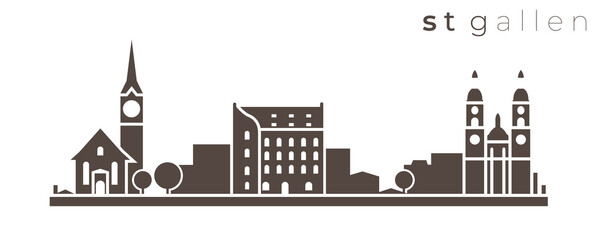 Obraz premium St Gallen Simple Monochrome Stylish Skyline