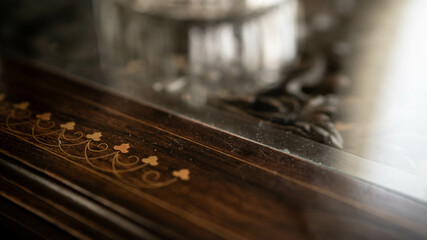 close up of wooden table