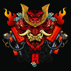 japanese samurai cyborg armor in vector