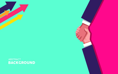 Abstract hand shake and arrow with background. agreement concept. Vector Illustration.