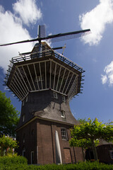 Windmill in the city of Amsterdam in the Netherlands