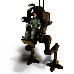 3D-illustration of a mechanic robot walker