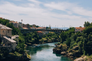Fototapeta na wymiar landscape photography of the city of mostar in bosnia