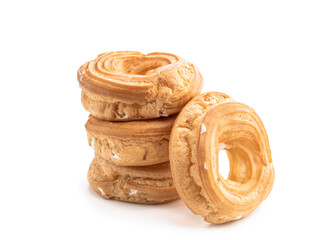 Ring-shaped homemade eclairs isolated on white