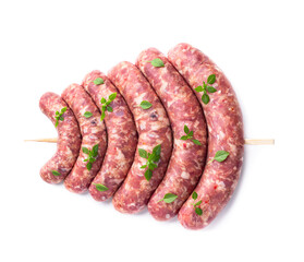 Set of pork sausages isolated on white background