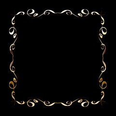 Vector luxury golden frame. Ornamental shiny gold decorative design element.