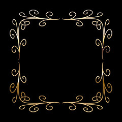 Vector luxury golden frame. Ornamental shiny gold decorative design element.